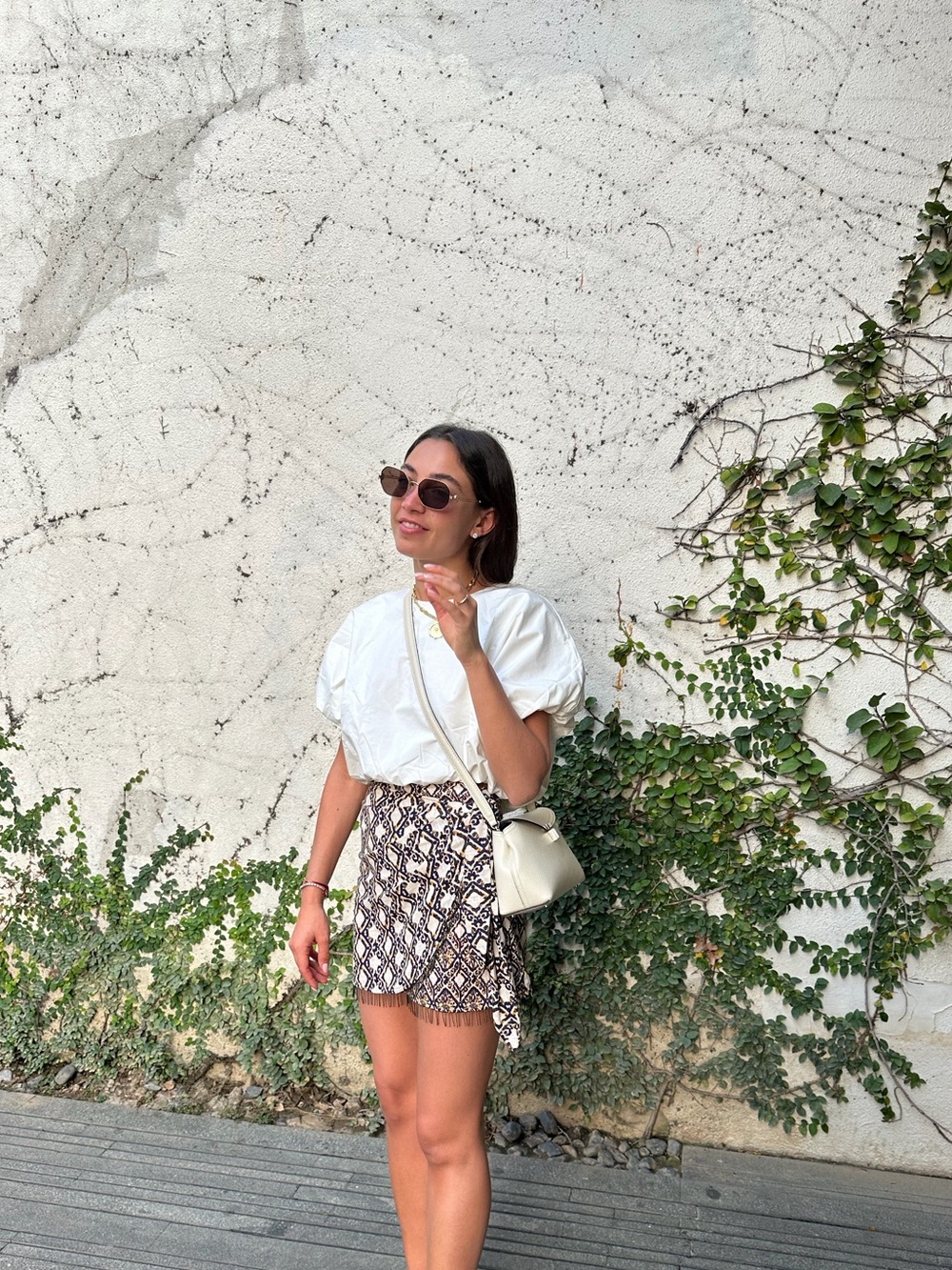 Zara Black & White Printed Wrap Skort